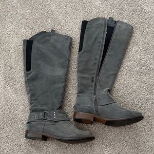 Gray Suede Knee-High Women's Boots
